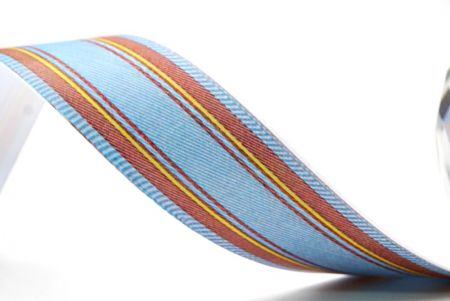 Світло-блакитна, коричнева та жовта тонка смужка тканинної стрічки_AI